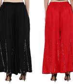Mirror / Stone work embrodiery Combo Palazzo Pant Black , Red