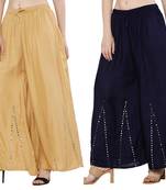 Mirror / Stone work embrodiery Combo Palazzo Pant Gold , Navy