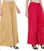 Mirror / Stone work embrodiery Combo Palazzo Pant Gold , Pink