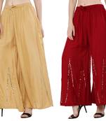 Mirror / Stone work embrodiery Combo Palazzo Pant Gold , Maroon