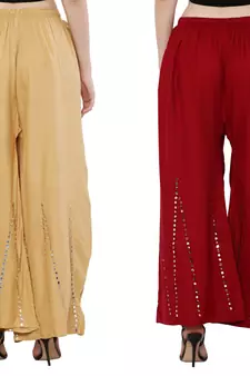 Mirror / Stone work embrodiery Combo Palazzo Pant Gold , Maroon