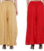 Mirror / Stone work embrodiery Combo Palazzo Pant Gold , Red