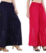 Mirror / Stone work embrodiery Combo Palazzo Pant Navy , Pink