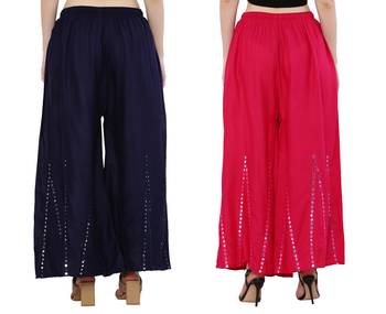 Mirror / Stone work embrodiery Combo Palazzo Pant Navy , Pink 4