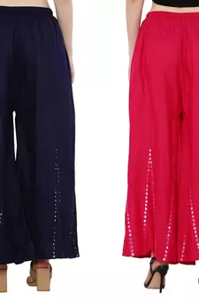 Mirror / Stone work embrodiery Combo Palazzo Pant Navy , Pink