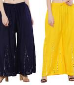 Mirror / Stone work embrodiery Combo Palazzo Pant Navy , Yellow
