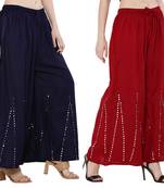 Mirror / Stone work embrodiery Combo Palazzo Pant Navy , Maroon