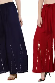 Mirror / Stone work embrodiery Combo Palazzo Pant Navy , Maroon