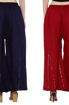 Mirror / Stone work embrodiery Combo Palazzo Pant Navy , Maroon
