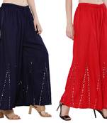 Mirror / Stone work embrodiery Combo Palazzo Pant Navy , Red