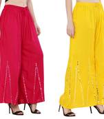 Mirror / Stone work embrodiery Combo Palazzo Pant Pink , Yellow