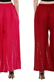 Mirror / Stone work embrodiery Combo Palazzo Pant Pink , Maroon