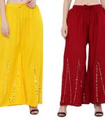 Mirror / Stone work embrodiery Combo Palazzo Pant Yellow , Maroon