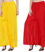 Mirror / Stone work embrodiery Combo Palazzo Pant Yellow , Red