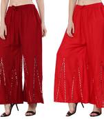 Mirror / Stone work embrodiery Combo Palazzo Pant Maroon , Red