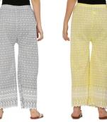 Chikankari Cotton Plazzo Pant Combo Grey , Yellow Free Size