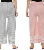 Chikankari Cotton Plazzo Pant Combo Grey , Peach Free Size