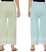 Chikankari Cotton Plazzo Pant Combo Mint Green , Aqua Blue Free Size