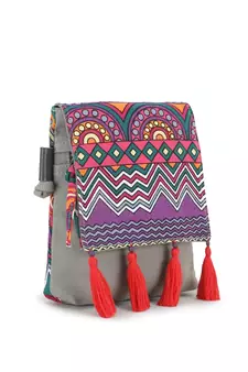 Rangoli Grey & Multi Polycotton & Canvas Abstract Digital Printed Sling Bag