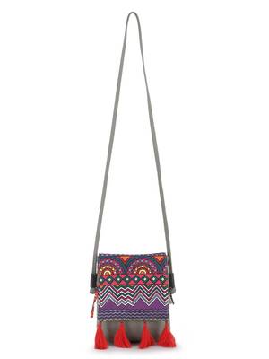 Rangoli Grey & Multi Polycotton & Canvas Abstract Digital Printed Sling Bag 5