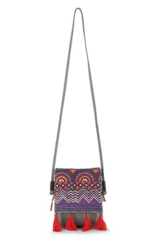 Rangoli Grey & Multi Polycotton & Canvas Abstract Digital Printed Sling Bag