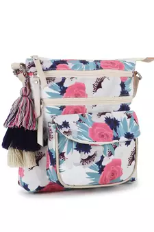 Rangoli Cream & Multi Polycotton & Canvas Floral Digital Printed Sling Bag