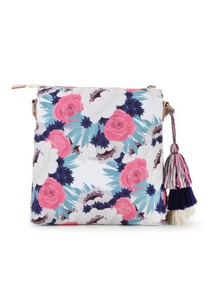 Rangoli Cream & Multi Polycotton & Canvas Floral Digital Printed Sling Bag 3