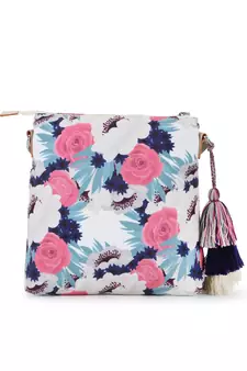 Rangoli Cream & Multi Polycotton & Canvas Floral Digital Printed Sling Bag