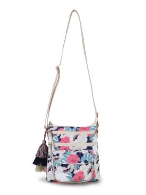 Rangoli Cream & Multi Polycotton & Canvas Floral Digital Printed Sling Bag 5
