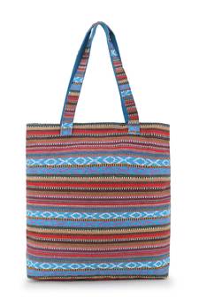 Anekaant Eco-Friendly Blue & Multi Acrylic Dari Striped Handheld Bag