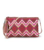 Ghoomar Pink & Copper Cotton Jacquard Chevron Embellished Sling Bag
