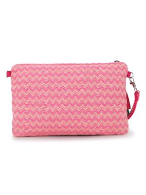 Ghoomar Pink & Multi Cotton Jacquard Chevron Embellished Sling Bag 3