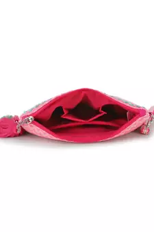 Ghoomar Pink & Multi Cotton Jacquard Chevron Embellished Sling Bag