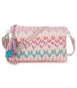Ghoomar Pastel Pink & Multi Polycotton Ikat Digital Printed Sling Bag
