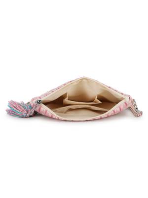 Ghoomar Pastel Pink & Multi Polycotton Ikat Digital Printed Sling Bag 4