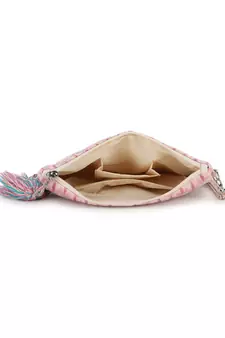 Ghoomar Pastel Pink & Multi Polycotton Ikat Digital Printed Sling Bag