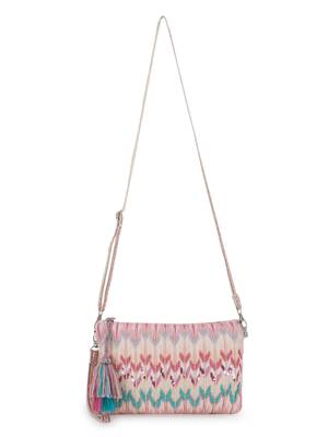 Ghoomar Pastel Pink & Multi Polycotton Ikat Digital Printed Sling Bag 5