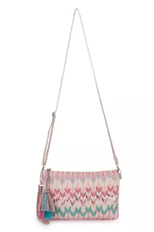 Ghoomar Pastel Pink & Multi Polycotton Ikat Digital Printed Sling Bag