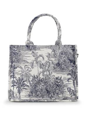 Anekaant Animal Navy & Off White Cotton Jacquard Jungle Weave Quirky Handheld Bag 3