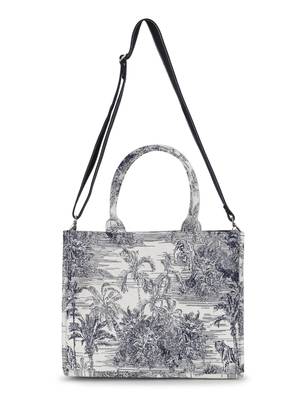 Anekaant Animal Navy & Off White Cotton Jacquard Jungle Weave Quirky Handheld Bag 5