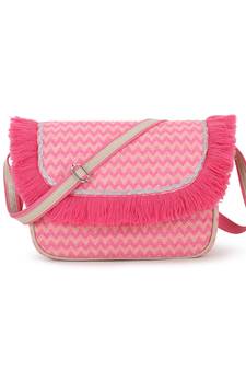 Geomat Pink Acrylic Jacquard Chevron Sling Bag