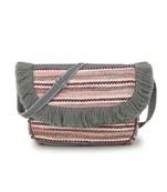 Geomat Grey & Multi Acrylic Jacquard & Canvas Striped Sling Bag