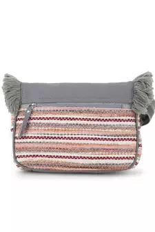 Geomat Grey & Multi Acrylic Jacquard & Canvas Striped Sling Bag