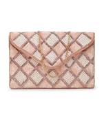 Boho Coral & White Cotton Canvas Diamond Embellished Sling Bag