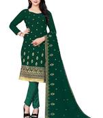 Green Designer Jari Embroidery Work Georgette unstitched Long Length Kameez Pant silk salwar suit