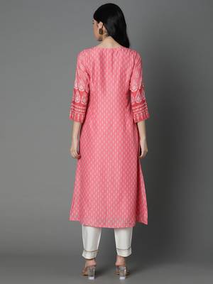 Peach embroidered art silk ethnic-kurtis 2