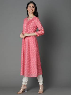 Peach embroidered art silk ethnic-kurtis 3