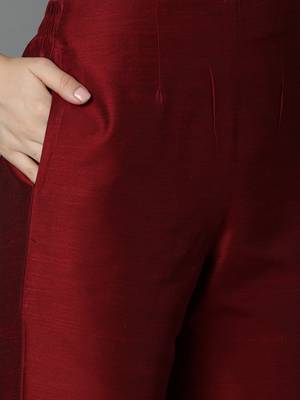 Maroon printed silk ethnic-kurtis 4