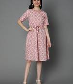 Off white printed cotton short-dresses