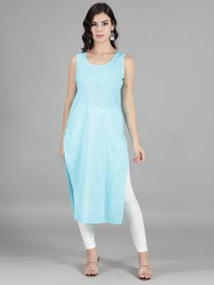 Hand Embroidered Lucknowi Chikankari Blue Georgette Kurta with Slip 6